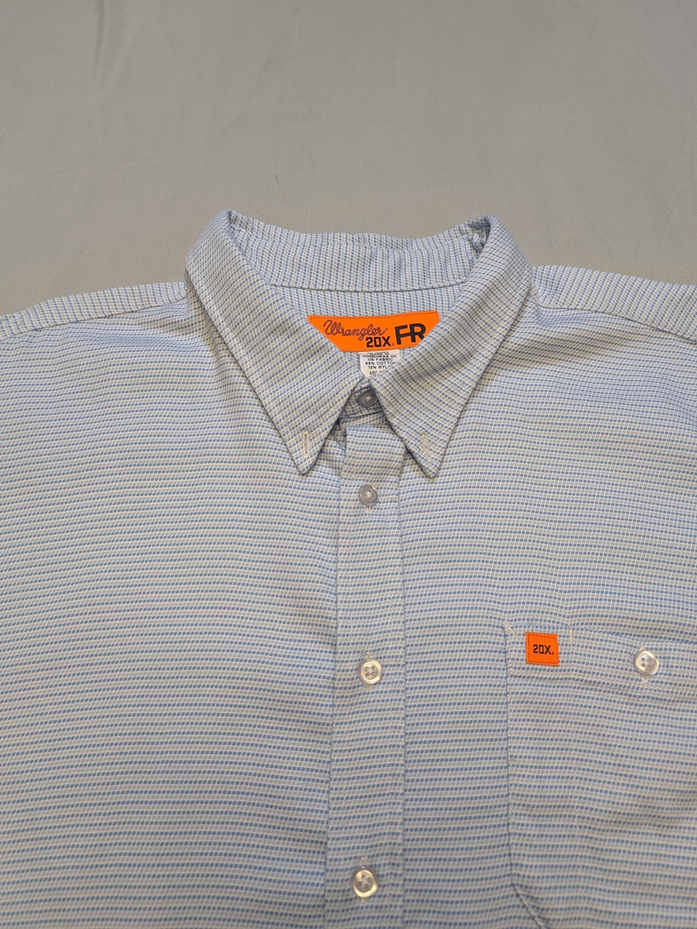 Wrangler 20X FR Work Shirt Mens 3X-Big Flame Resistant Light Blue Long-Sleeve